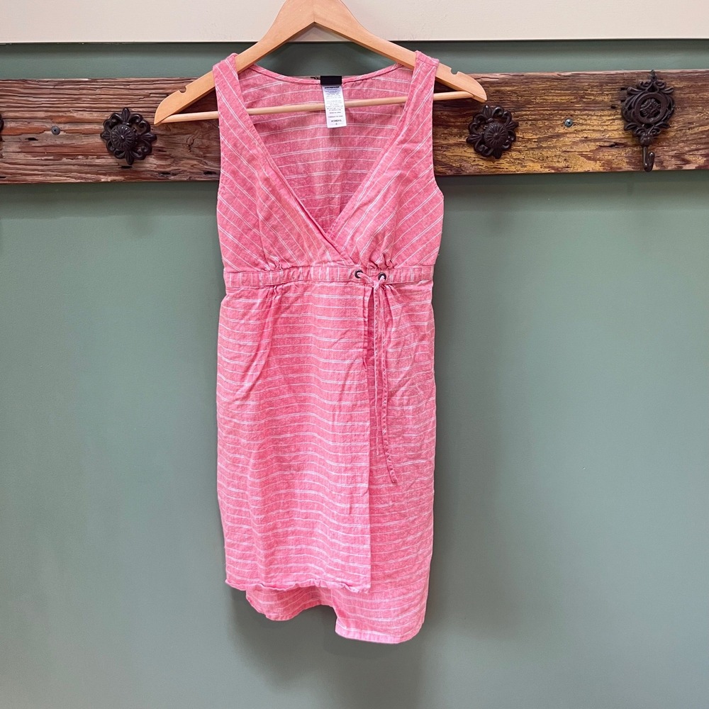 Patagonia Coral Pink Striped Hemp Organic Cotton Wrap Dress Womens‎ 0 Pockets